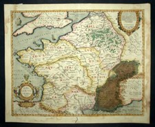 Old Geographic Map Of Gaul (GALLIAE VETERIS TYPUS) Ortelius Abraham picture