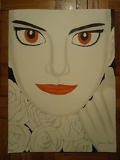 ORIGINAL WATER COLOR PAINTING '' WOMAN WITH ROSES '' BY COMIC ARTIST JAMES CHEN picture