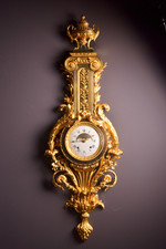 Clock Cartel XL French Louis XVI Ormolu Bronze Enamel Dial Signed 19thC 55inch picture
