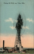 Tulsa, Oklahoma OK Flowing Oil Well 1914 Antique Original Vintage Postcard picture