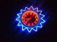 Vintage Glo Dial NEON CLOCK... ATOMIC ZIGZAG triple NEON..CRAZY KILLER ATOMIC picture