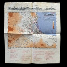 RARE WWII 1942 SECRET Royal Air Force Palermo Sicily Bombing Raid Target Map picture