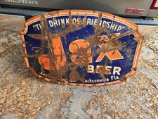 1913-1956 Jax Beer Jacksonville Florida Duval County Double Sided Porcelain Sign picture