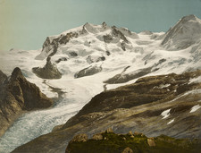 P.Z Photochrom Zurich, Valais Alps. Le Breithorn. vintage print photoch picture