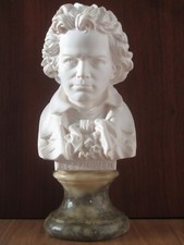 Signed Professor Giuseppe Bessi alabaster marble bust of Beethoven picture