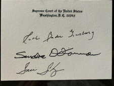 RUTH BADER GINSBURG+SANDRA DAY O'CONNOR+SOTOMAYOR SIGNED SC CARD JSA LETTER picture