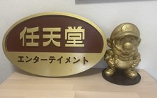 Vintage 1990s Nintendo Store Display Sign + Gold Mario Super Famicom [READ] picture