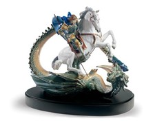 Lladro Saint George and the Dragon Sculpture High Porcelain 01001975 picture
