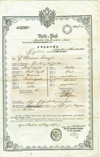 Judaica Austria Antique Reise-Pass of a Jew Herman Kraus 1855, Raab picture