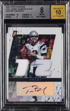 2006 TOPPS PARADIGM DUAL JERSEY NUMBER AUTOS #JNA-TBR TOM BRADY BGS 8 picture