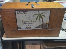WW2 1946 Military Navy Foot Locker Trunk HAND PAINTED * SUBIC BAY PHILIPPINES picture