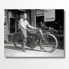 Early 1900s Man Posing On Jefferson Motorcycle Giclee Fine Art Print picture