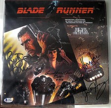 BLADE RUNNER HARRISON FORD CAST SIGNED VINYL BASS COA EXTREMELY RARE PIECE AUTO picture