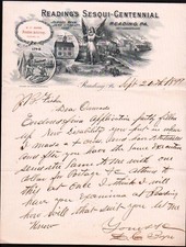 1899 Reading - Reading's Sesqui Centennial - D C Boyer Attorney Letter Head Bill picture