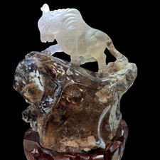 46LB Top Natural Smokey Ghost phantom + Rutile Quartz Cow Crystal Crystal Skull picture