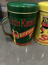 Tin Percival Duffin's Elton Kirby's Salt Pepper Shakers vtg mcm atomic storage picture