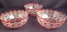 Rare 1870-1880's Set 3 'Russian Cut' Cut-Glass 2-Color Kerosene or Gas 4