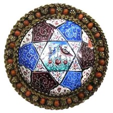 A Rare Bezalel Silver, Enamel, and Filigree Brooch, Israel, 1950s Judaica picture