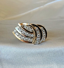 18K ROSE + WHITE GOLD - DIAMOND (.40Ct) MULTI-ROW BOW RING / SIZE 7-1/2 picture