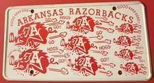 Vintage University Of Arkansas Razorbacks Booster License Plate Sooie Go Hogs picture