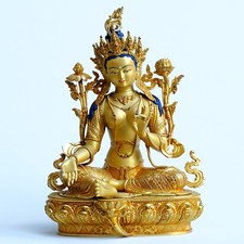 Buddha Statue Green Tara Figur Gold