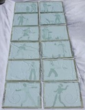 PORT LINE MV PORT BRISBANE 12 X ART DECO ETCHED OCEAN LINER GLASS PANELS C-1949 picture