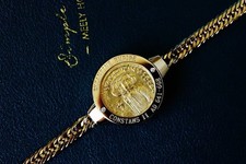 18.9g 18k Gold Inlay Ancient Byzantine Empire gold coins from 1400 years bracele picture