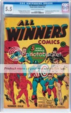 All Winners Comics #1 CGC 5.5 Timely 1941 Captain America Sub-mariner E5 121 cm picture