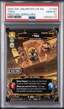 2025 PRESTIGE-SERIALIZED #1149 YODA, MY ALLY IS THE FORCE 142/250 PSA 10 picture