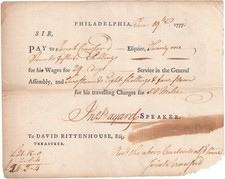 Important Pay Order for Clerk to 1776 Pennsylvania Constitutional Convention picture
