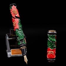 Sailor Kamakura-Bori Hanahishi Green & Red Fountain Pen - Piece Unique picture