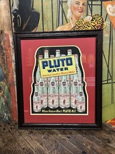 VINTAGE PLUTO WATER CARDBOARD BOTTLE SIGN DEVIL SATAN EVIL FRENCH LICK INDIANA picture