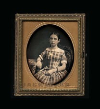 J Gurney Daguerreotype Photo Pretty Girl Gold Jewelry Dated 1854 New York 1800s picture
