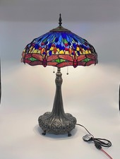 Tiffany Style Stained Glass Wisteria Base Dragon Fly Table Lamp picture