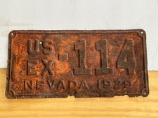 1929 Nevada US Exempt License Plate National Park Service? US EX 114 repaint? picture