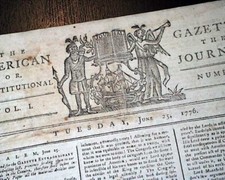 VERY Rare American Revolutionary War Volume 1 Number 2 1776 Salem MA Newspaper picture