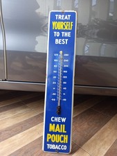 Mail Pouch Tobacco Glass Thermometer Metal Sign Treat Yourself To The Best 28x5