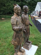 Pair of Chinese Terracotta Army Soldier Metal Replica Sculptures 67