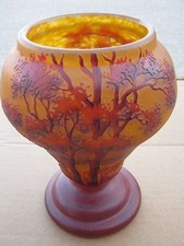 Rare Antique Original Art Nouveau Etched  Trees Gorgeous Vase signed Daum Nancy picture
