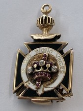 SCOTTISH RITE 32ndDEGREE 14K GOLD MASONS FOB LOCKET DIAMONDS RUBIES AMAZING ITEM picture