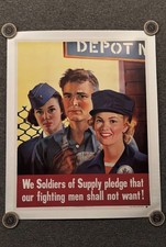 Original WWII Poster Soldiers Of Supply Pledge Our Fighting Men Shall Not Want picture