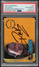 2001 Inkworks Mummy Returns Autograph The Rock Dwayne Johnson #A7 PSA Auto 9 picture