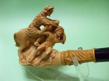 Mythological War Scene Meerschaum pipe Warrior, Slave, Horse, Lion, Dog Big 6241 picture