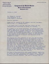 GERALD R. FORD - TYPED LETTER SIGNED 10/02/1958 picture