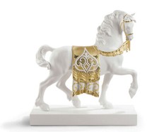LLADRO A REGAL STEED HORSE GOLDEN SCULPTURE #7186 BRAND NIB DECO SAVE$ LARGE F/S picture