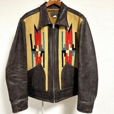 RRL Masterpiece Navajo Pattern Leather Jacket Ralph Lauren M Men Rare Ralph Laur picture