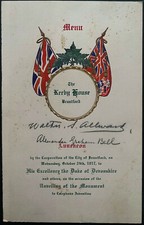 1927 Alexander Graham Bell / Walter Allward Autographed Historical Menu JSA LOA picture