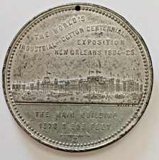 RARE WHITE METAL 1884-1885 COTTON EXPOSITION New Orleans MEDAL X0520 picture