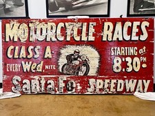 Santa Fe Speedway Circa 1950's Vintage Wooden Sign picture
