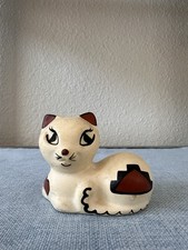 Vintage Navajo Pottery Cat Figurine Hand Painted Southwestern Folk Art Signed picture